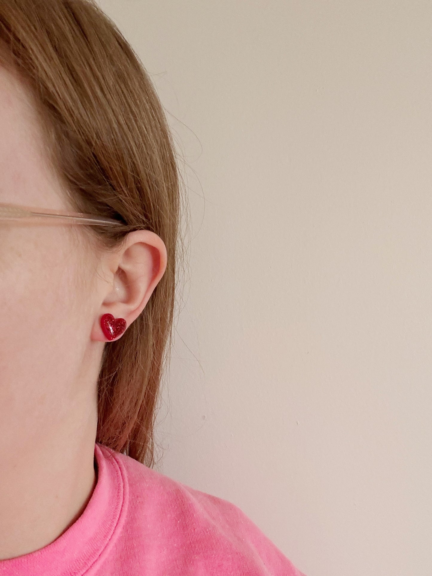 Glitter Heart Studs