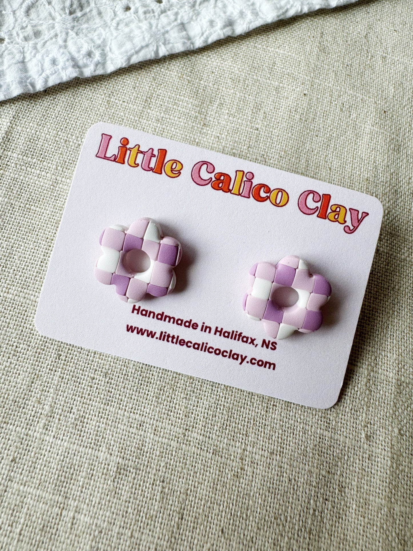 Gingham Daisy Studs