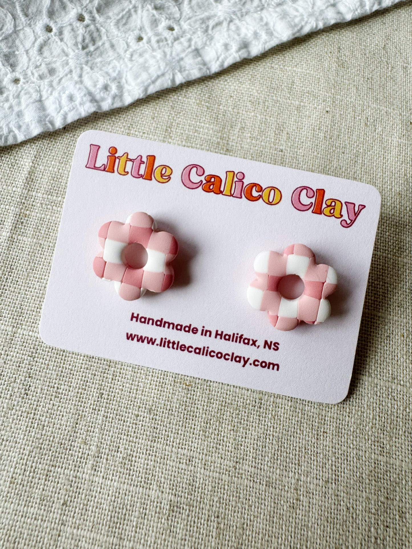 Gingham Daisy Studs
