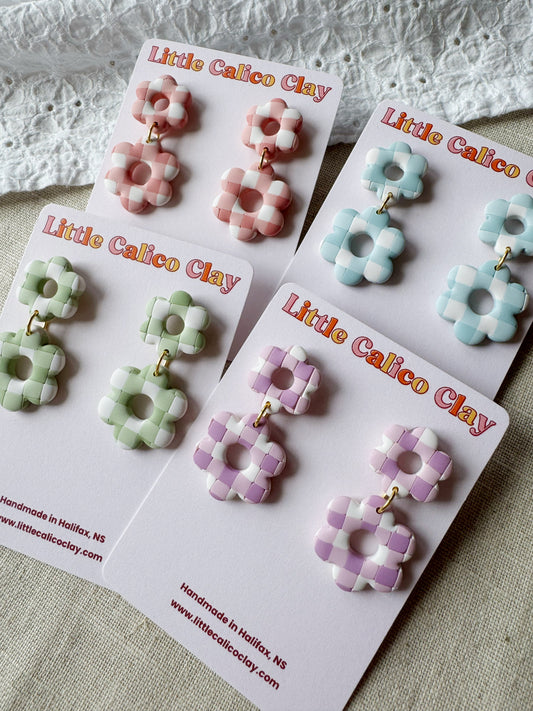Gingham Daisy Dangles