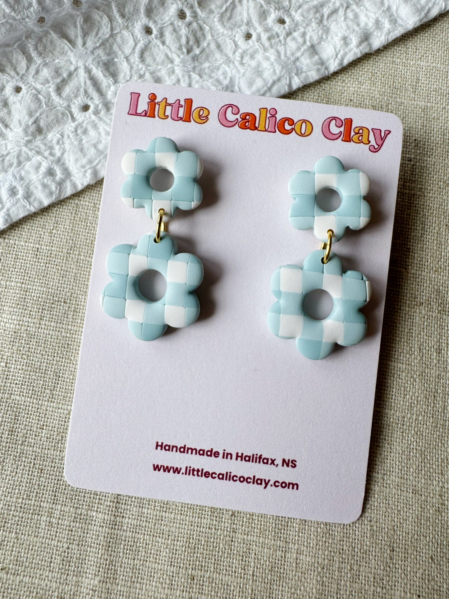 Gingham Daisy Dangles