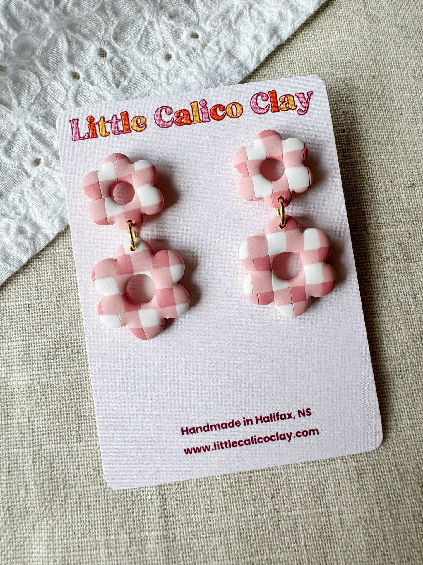 Gingham Daisy Dangles