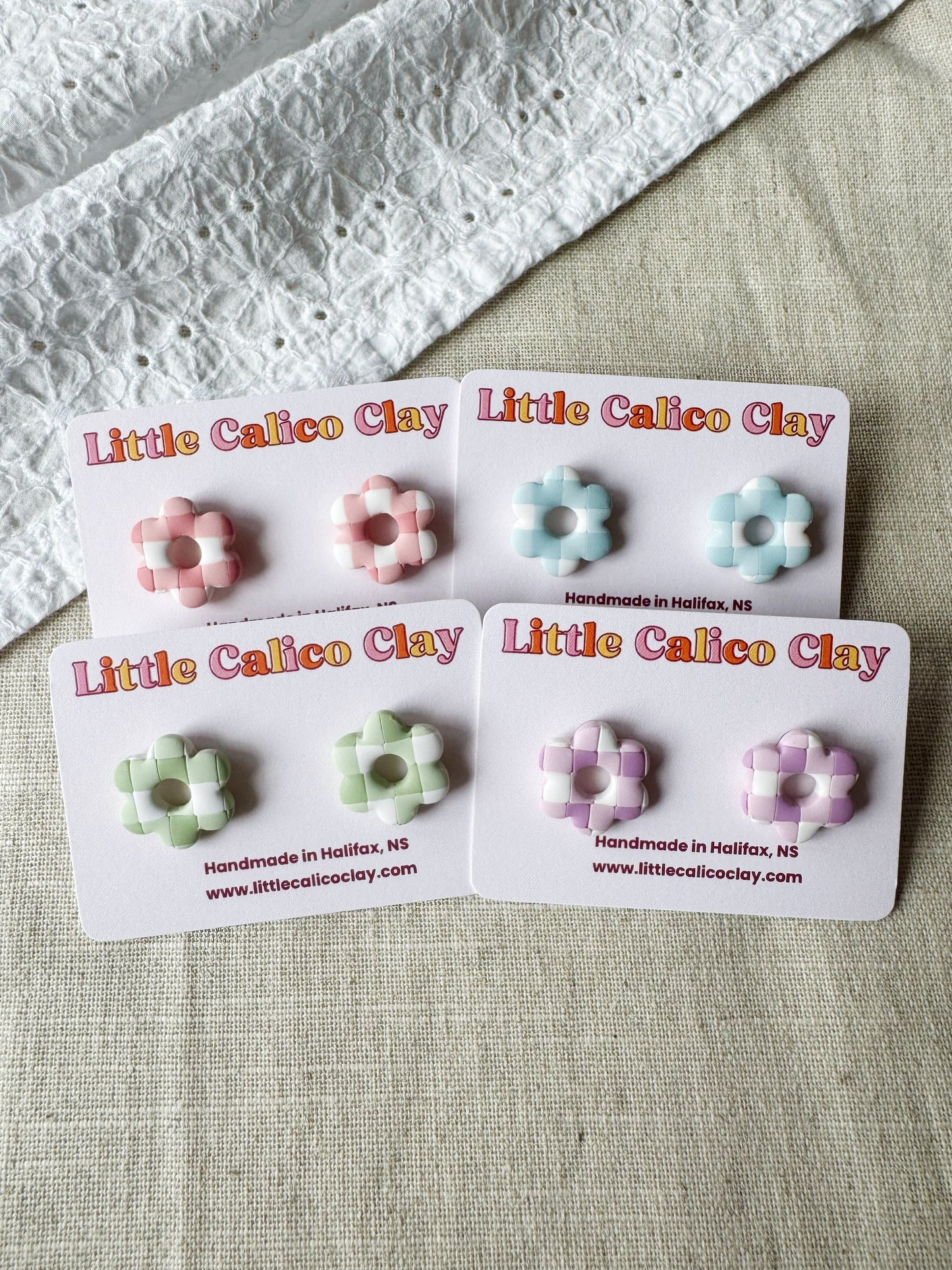 Gingham Daisy Studs