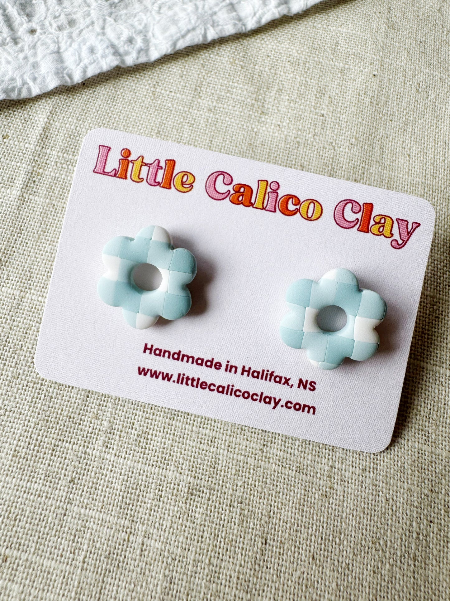 Gingham Daisy Studs