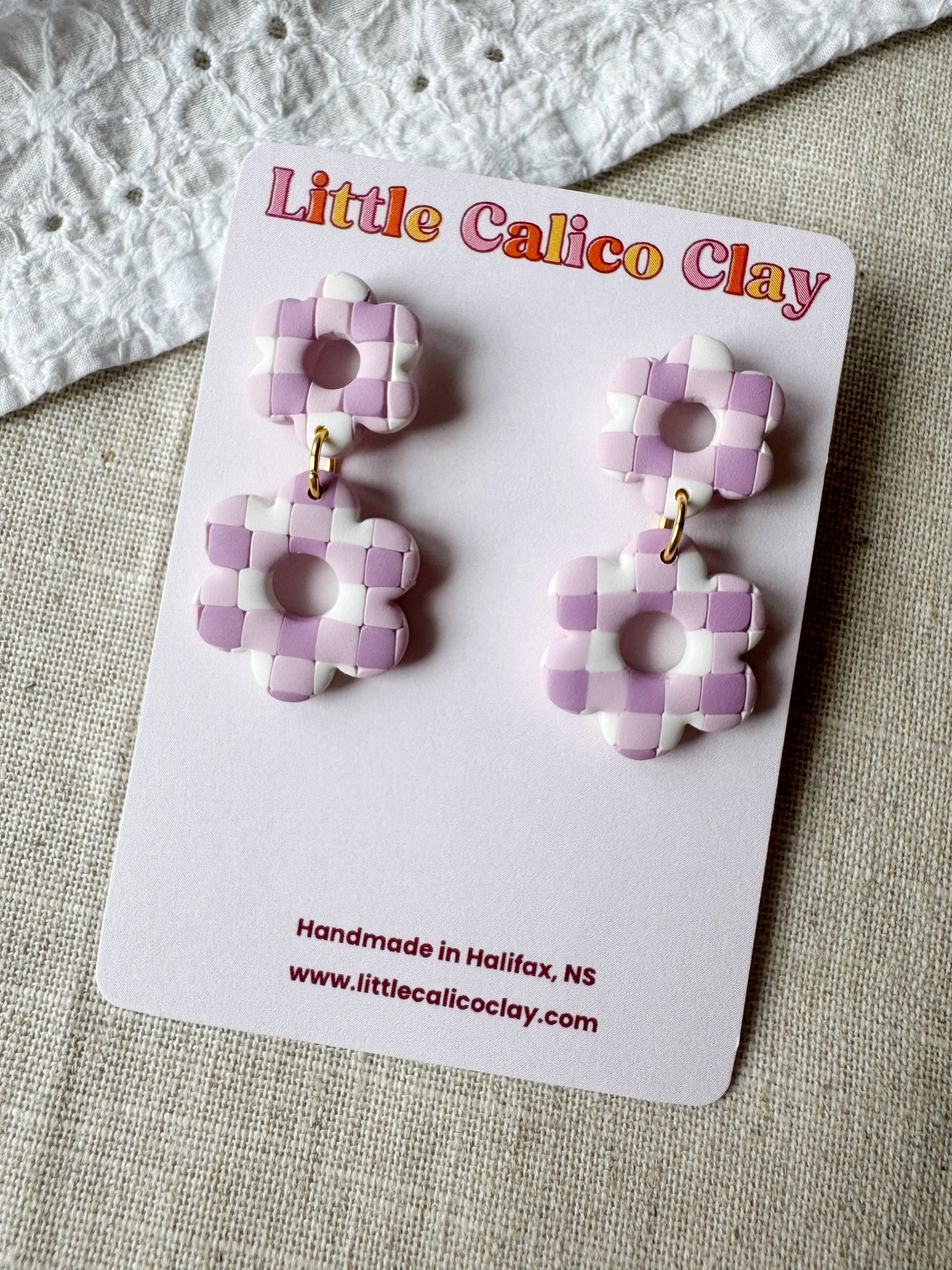 Gingham Daisy Dangles
