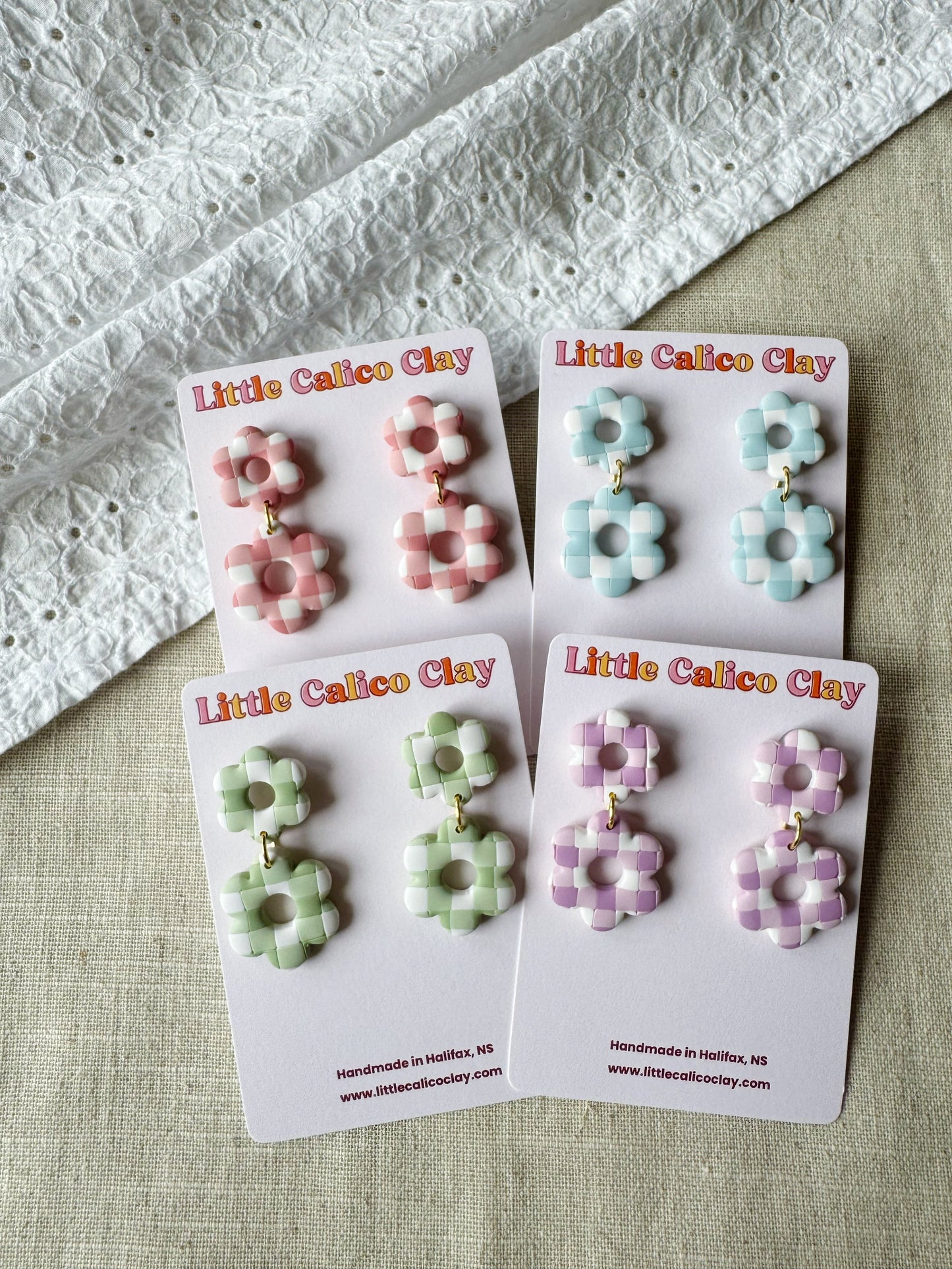 Gingham Daisy Dangles