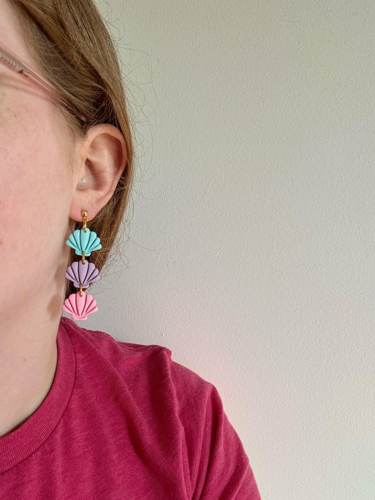 Triple Seashell Dangles
