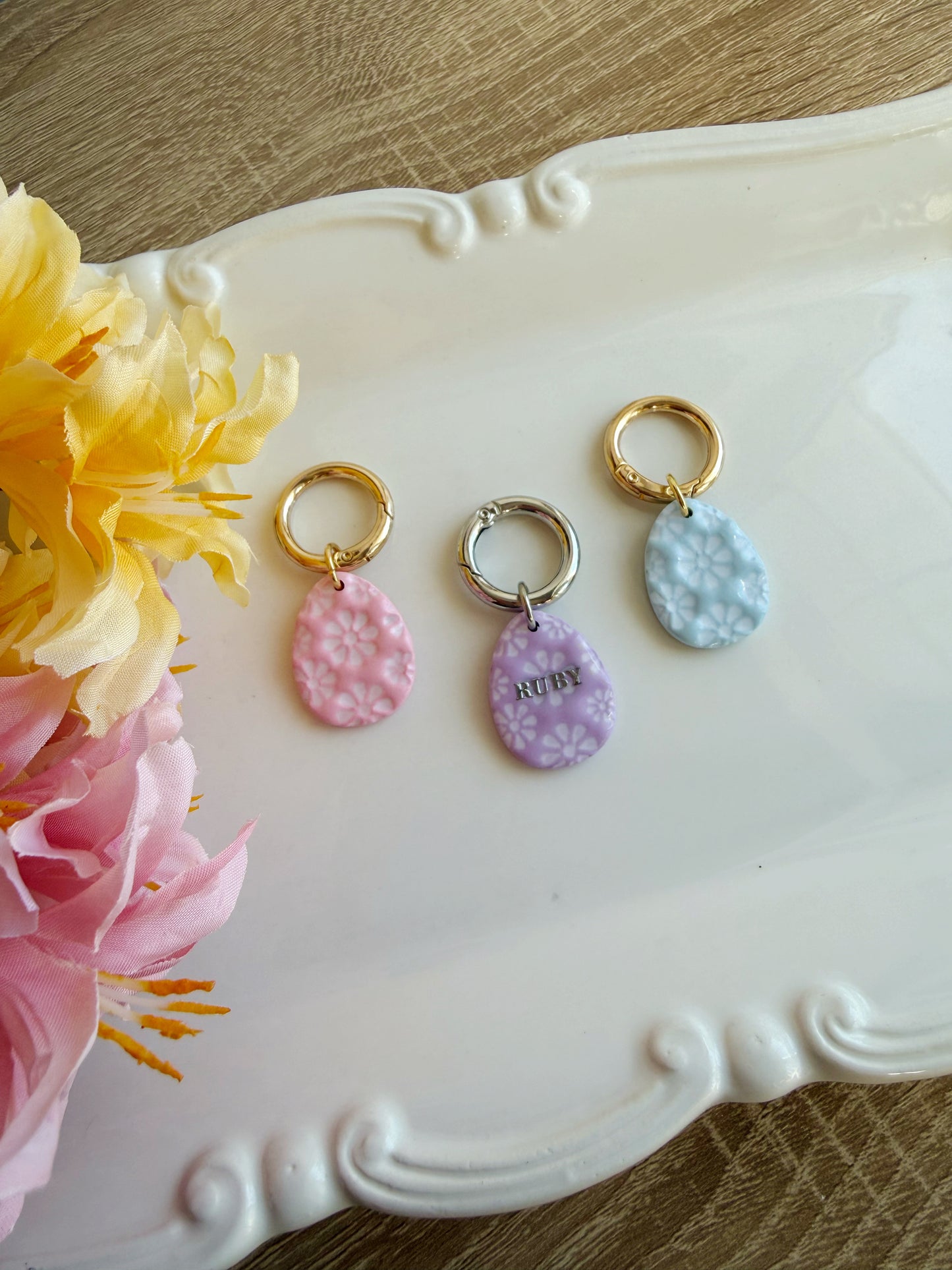 Floral Easter Egg Pet Tag