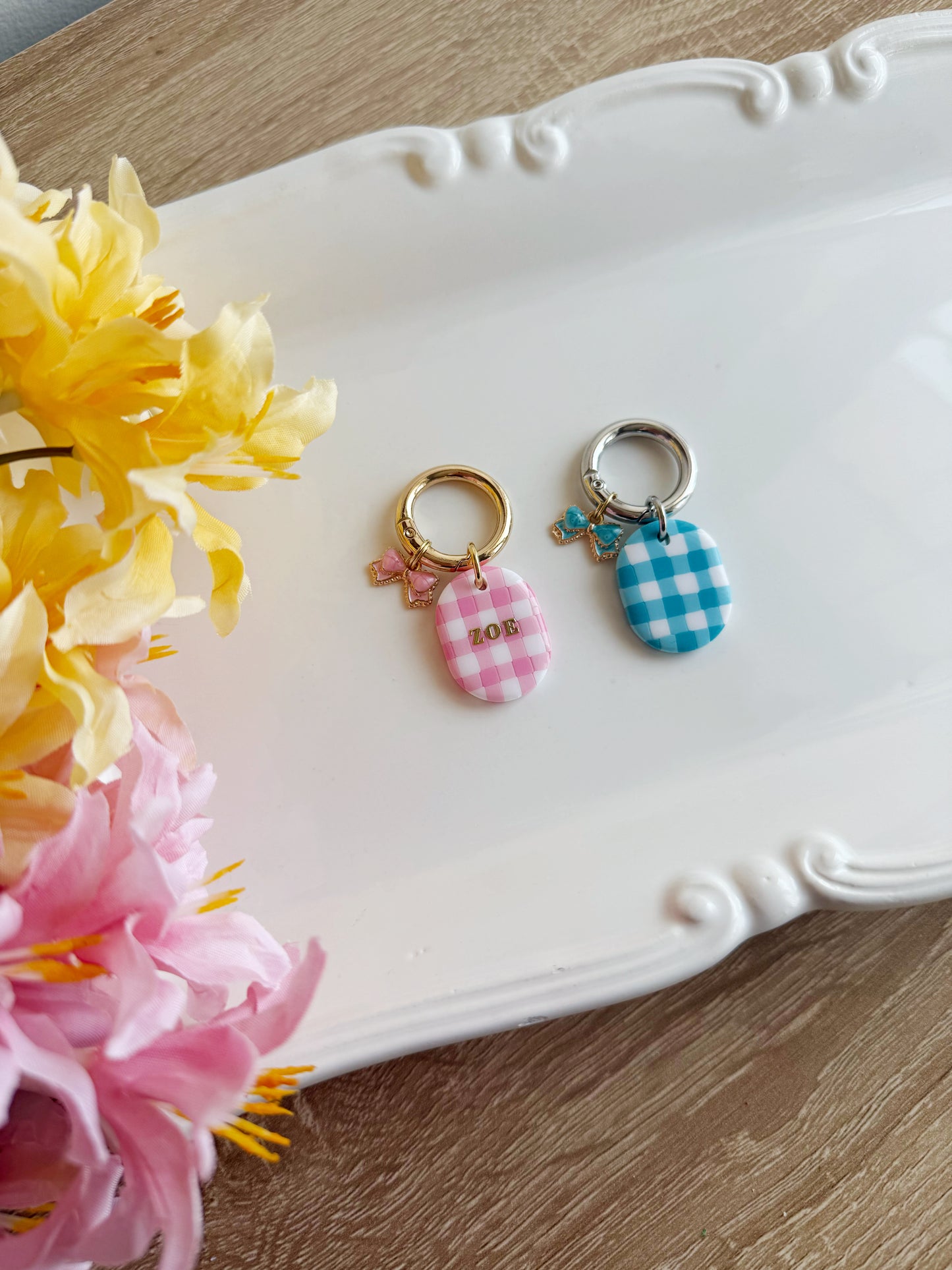 Gingham Bow Pet Tag