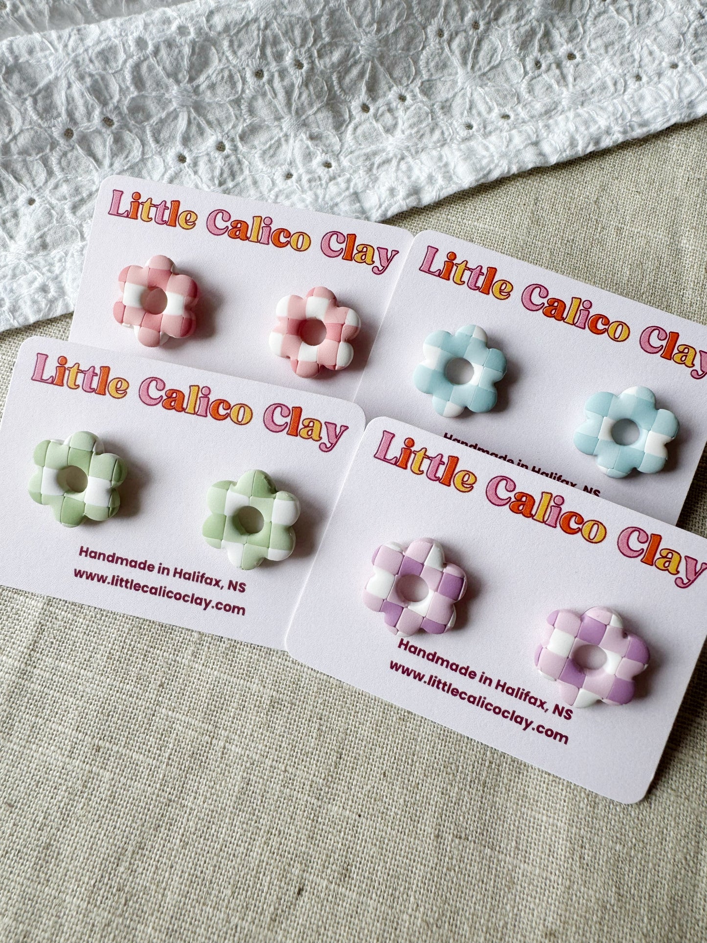Gingham Daisy Studs