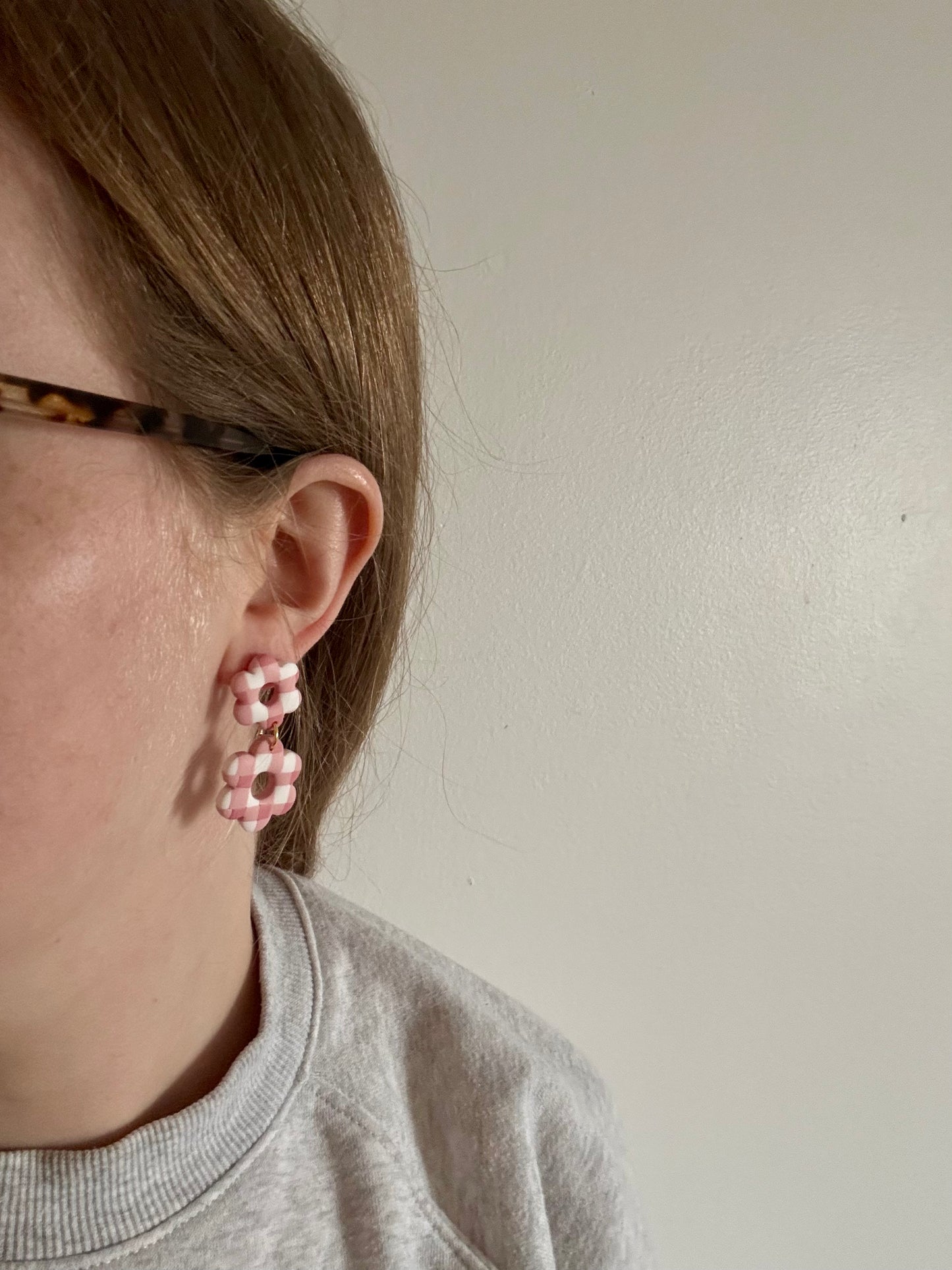 Gingham Daisy Dangles