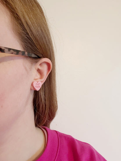 Cat Mom Heart Studs