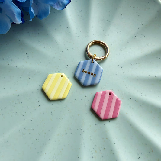 Striped Hexagon Pet Tag