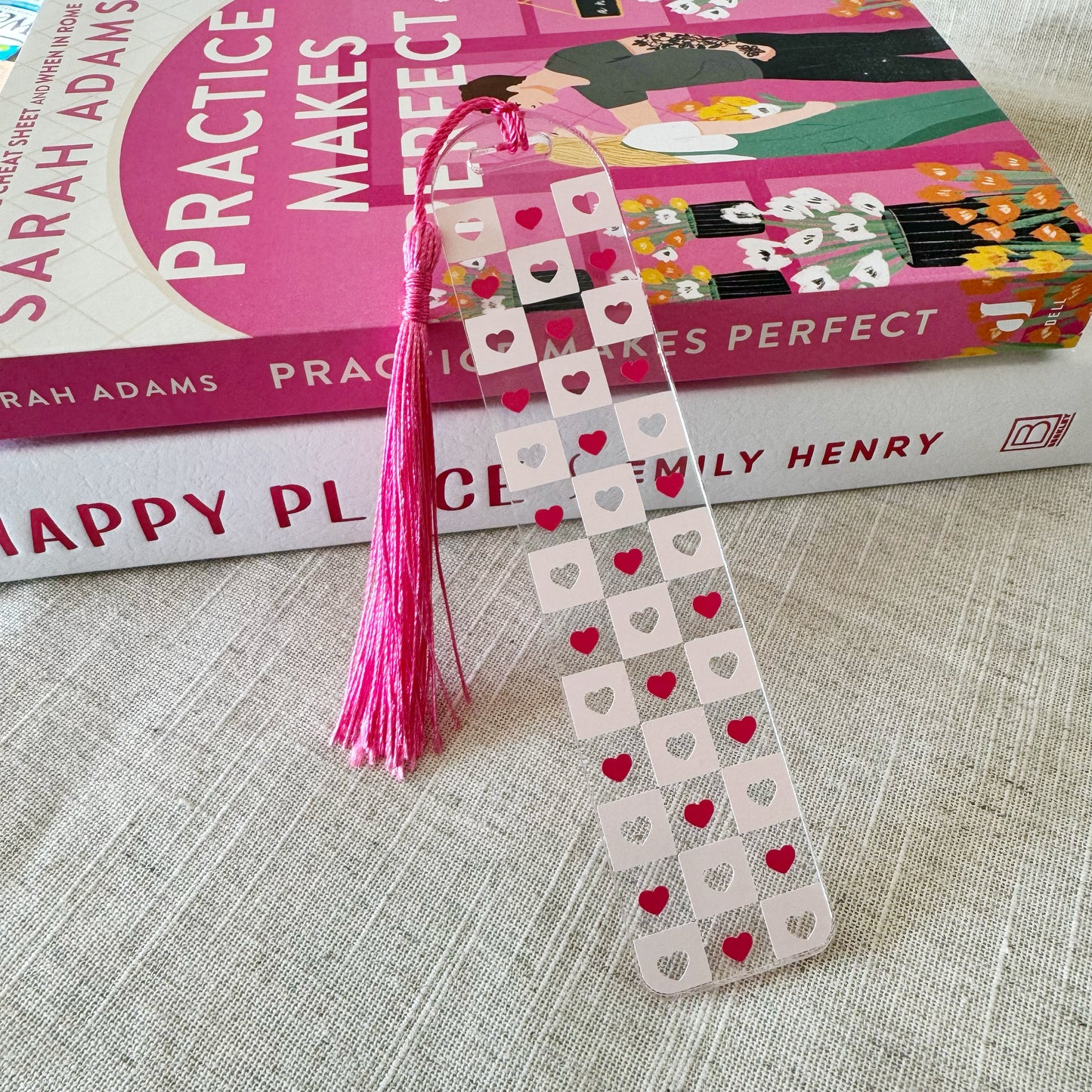 Heart Checkerboard Acrylic Bookmark