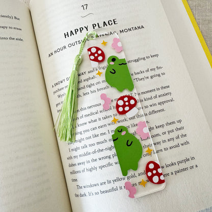 Mushroom and Frog Acrylic Bookmark