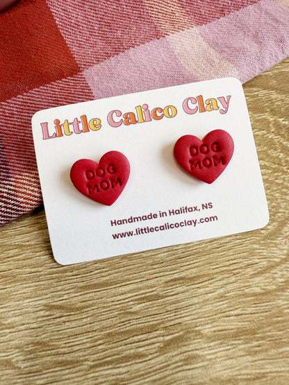 Dog Mom Heart Studs