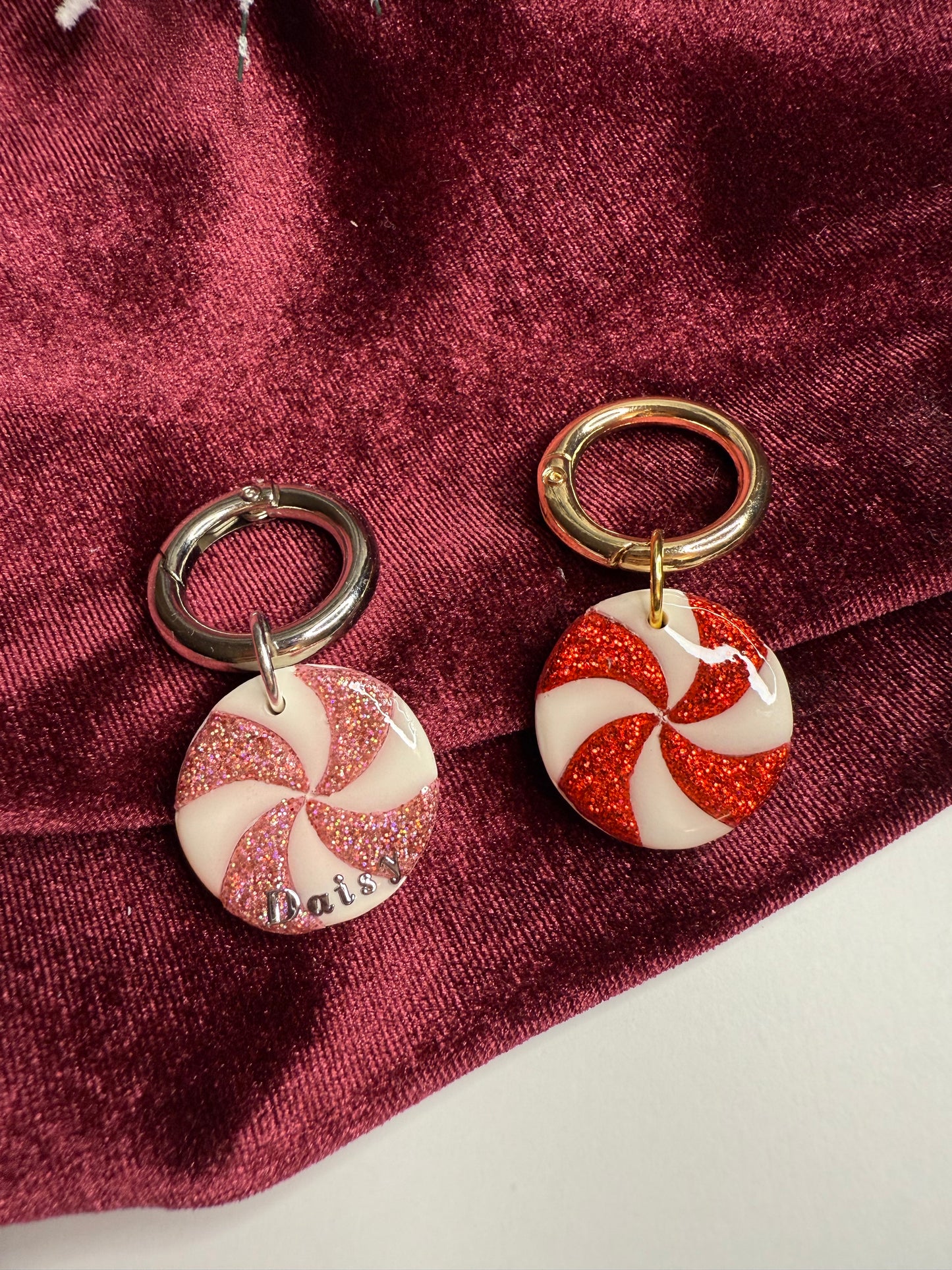 Glitter Peppermint Pet Tag