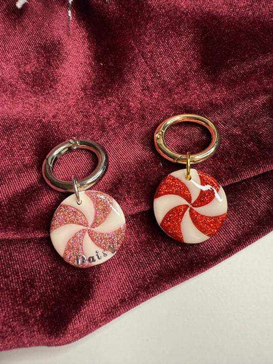 Glitter Peppermint Pet Tag