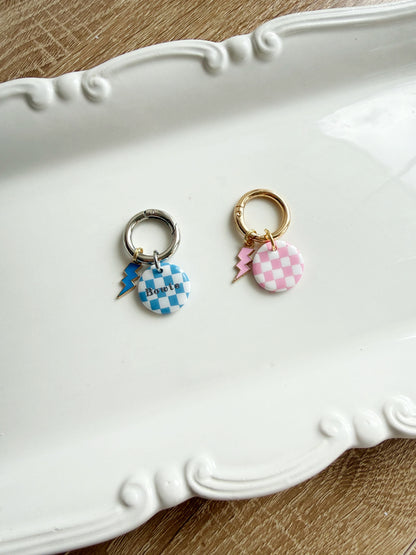 Checkered Circle Pet Tag