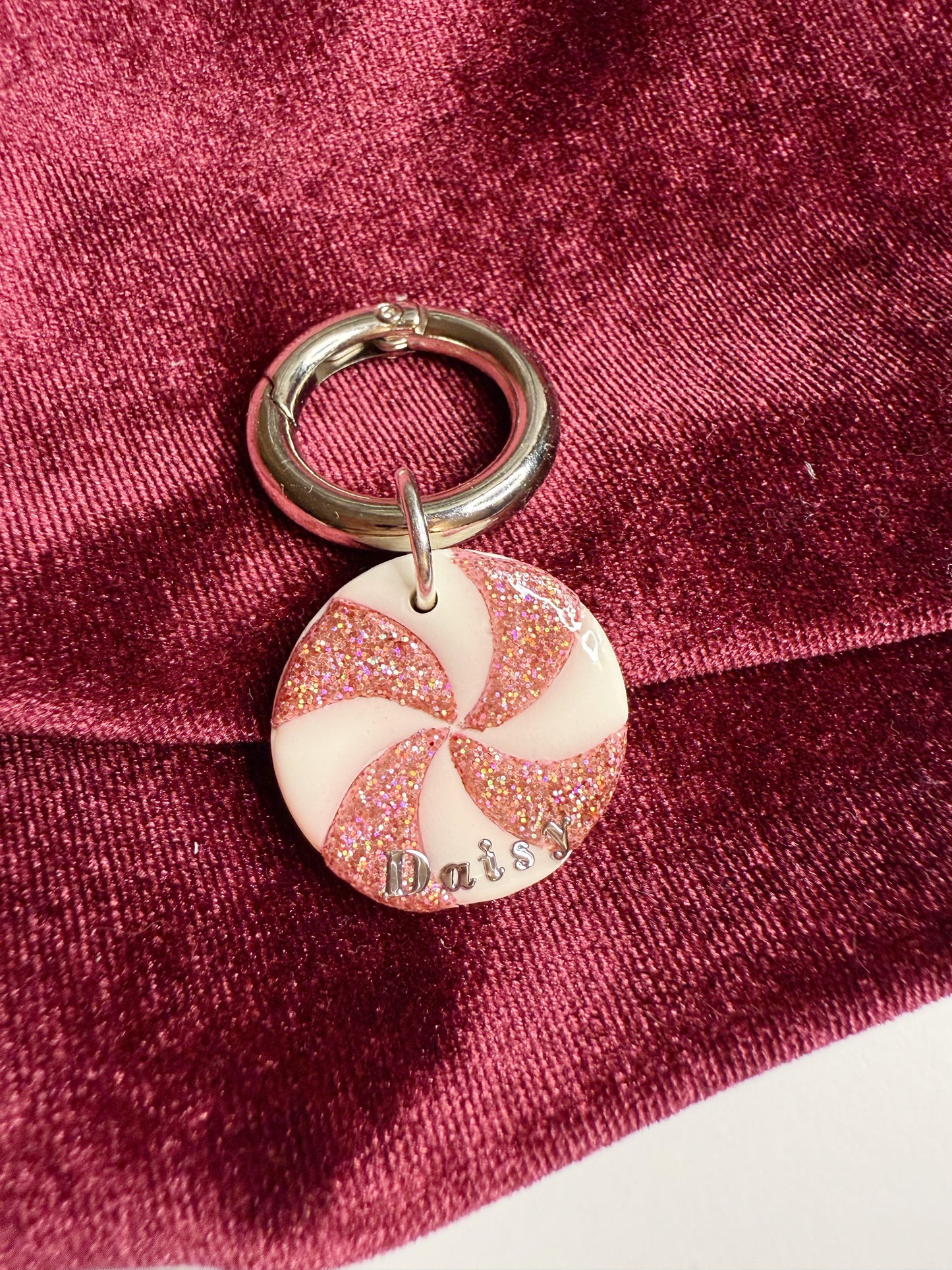 Glitter Peppermint Pet Tag