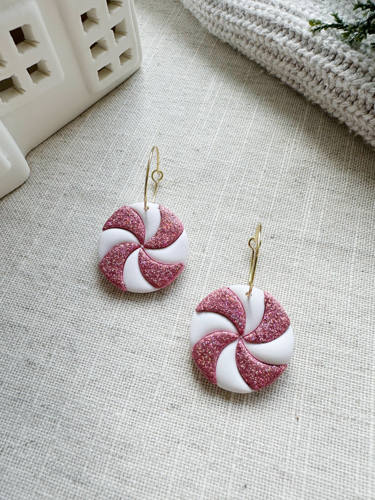 Glitter Peppermint Hoops