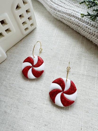 Glitter Peppermint Hoops