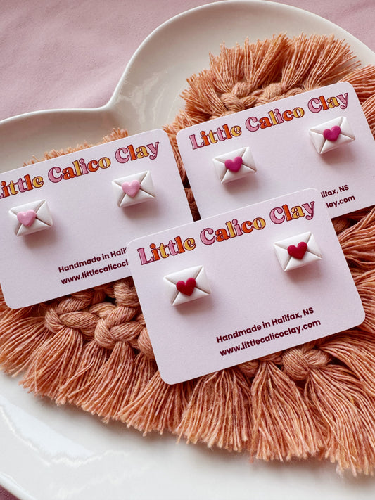 Heart Envelope Studs