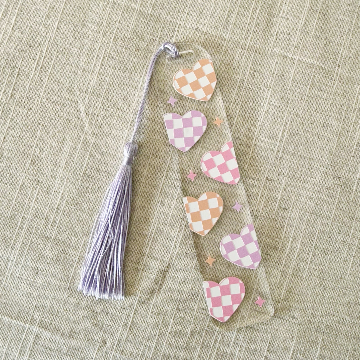 Checkered Hearts Acrylic Bookmark