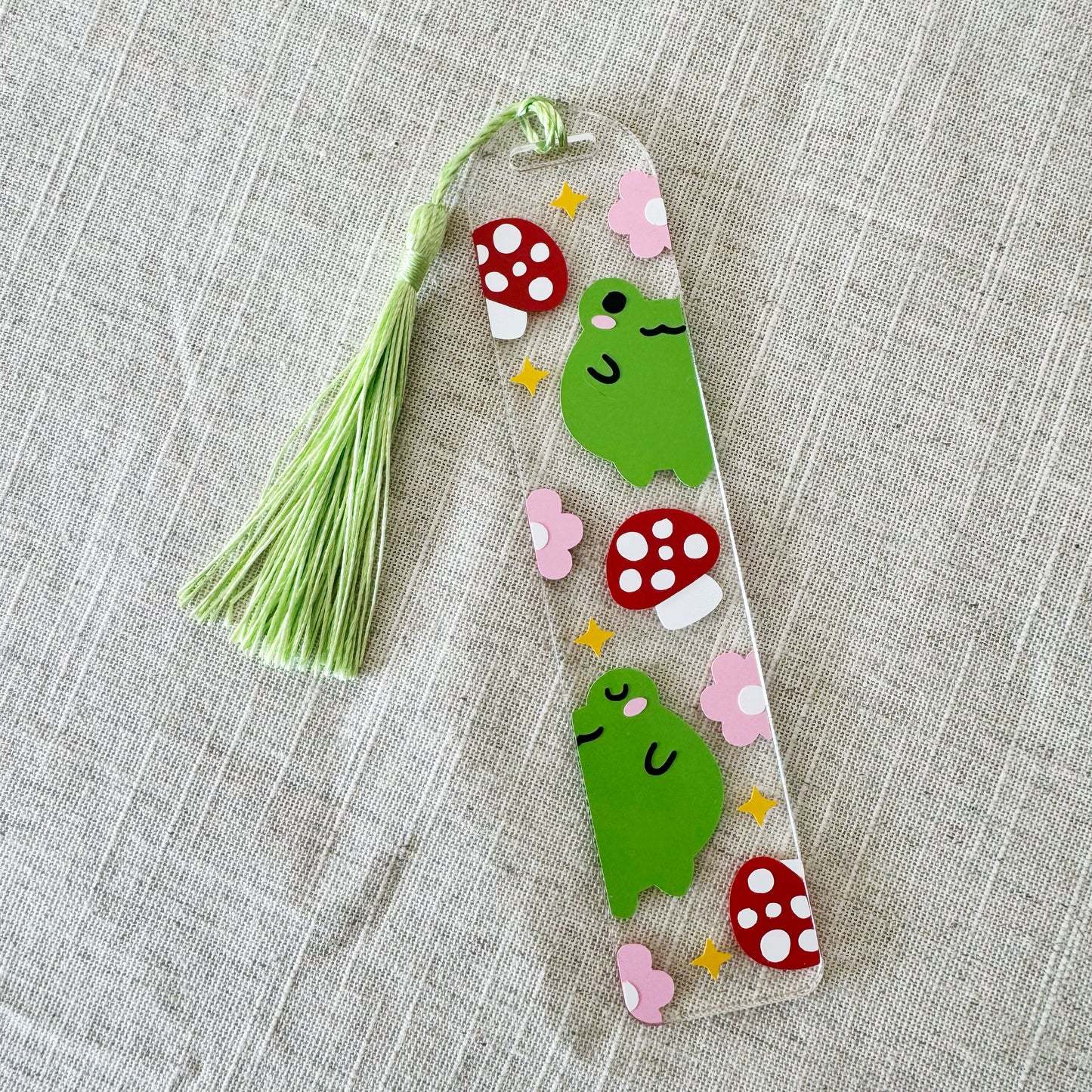 Mushroom and Frog Acrylic Bookmark