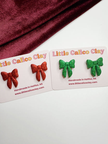 Glitter Bow Studs