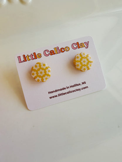 Monochrome Flower Studs
