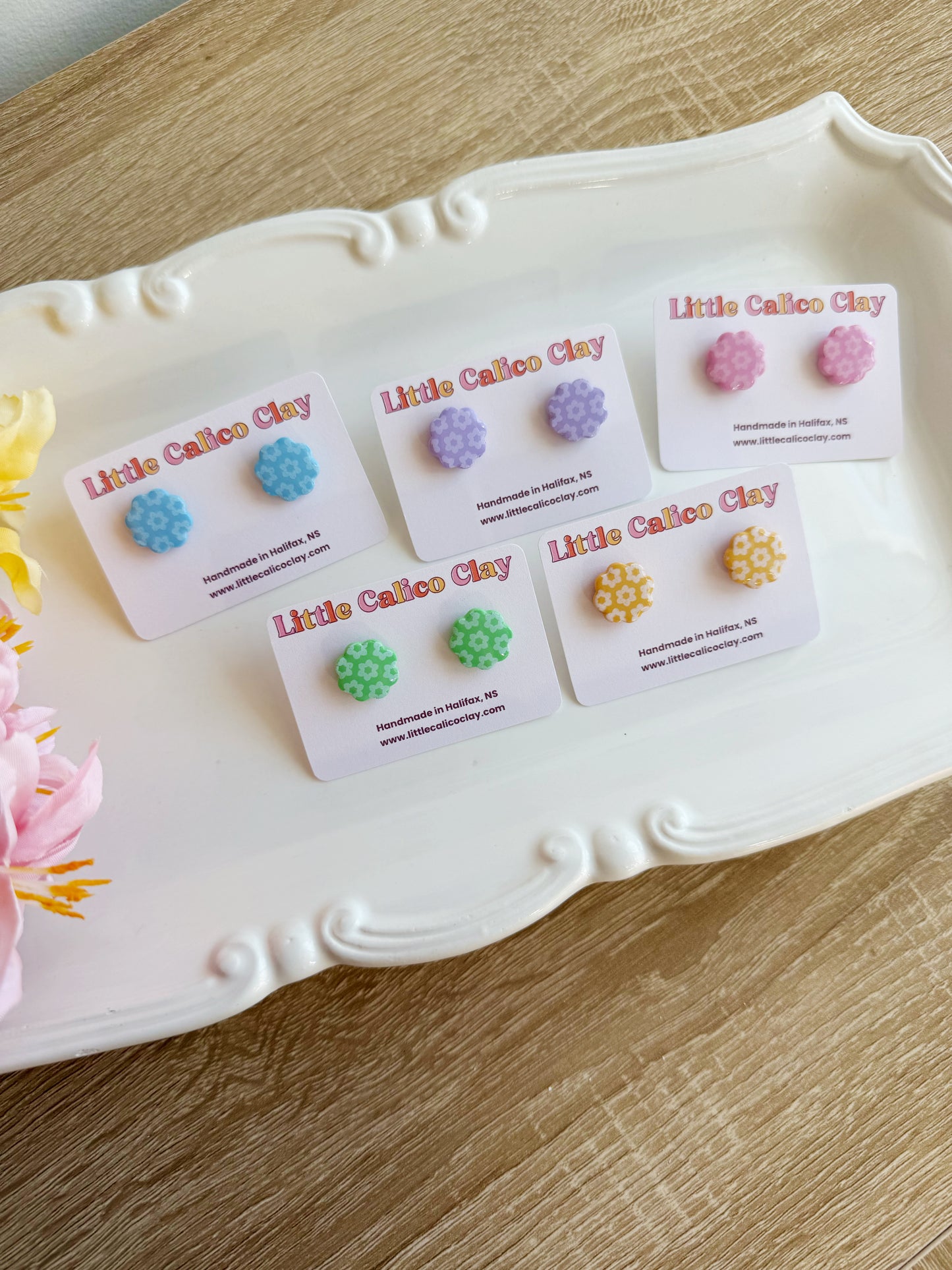 Monochrome Flower Studs