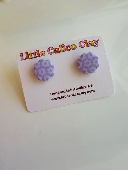 Monochrome Flower Studs