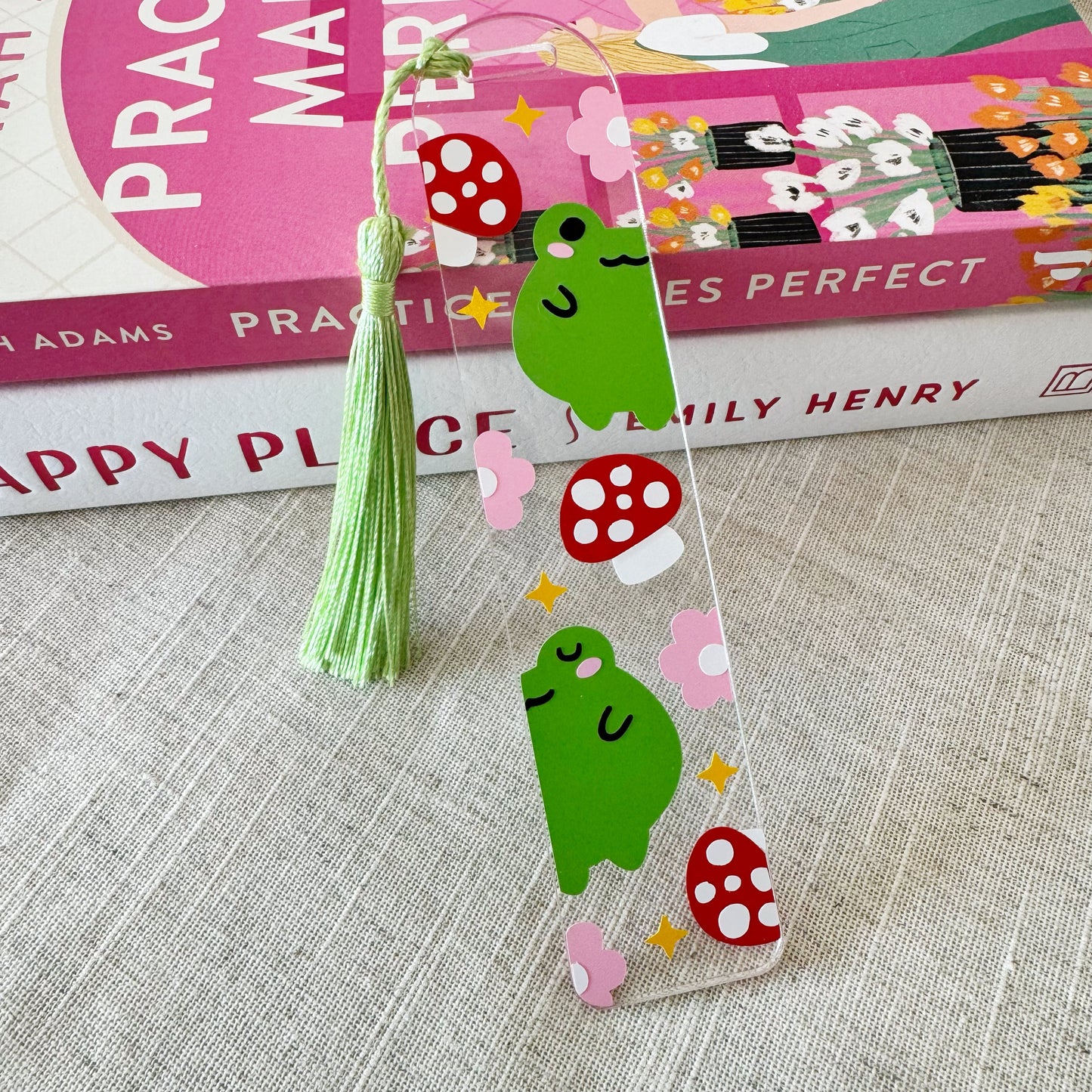 Mushroom and Frog Acrylic Bookmark