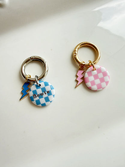 Checkered Circle Pet Tag