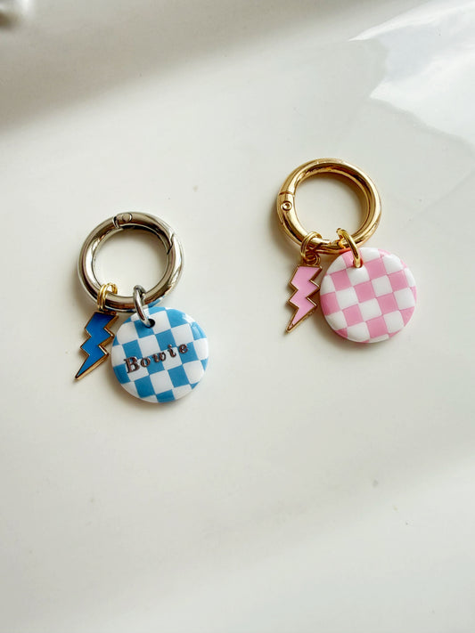 Checkered Circle Pet Tag