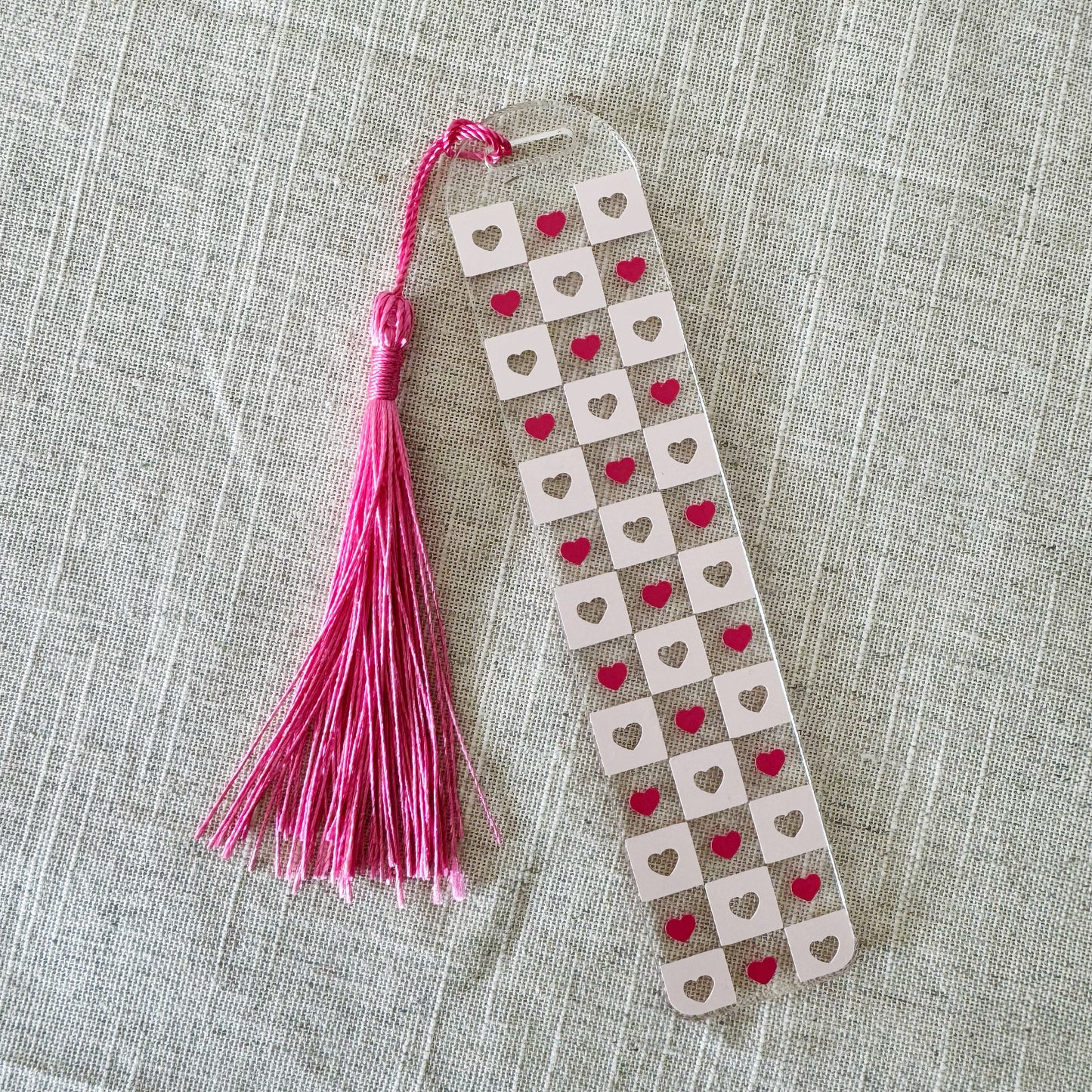 Heart Checkerboard Acrylic Bookmark