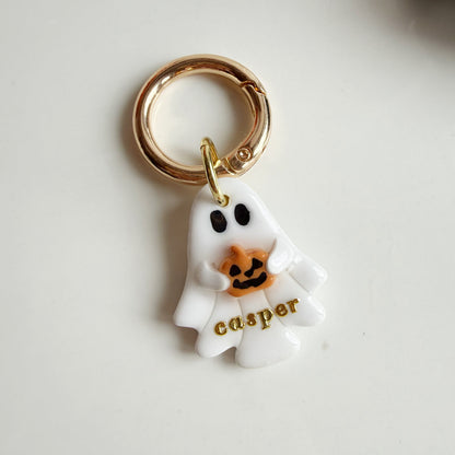 Pumpkin Ghost Pet Tag