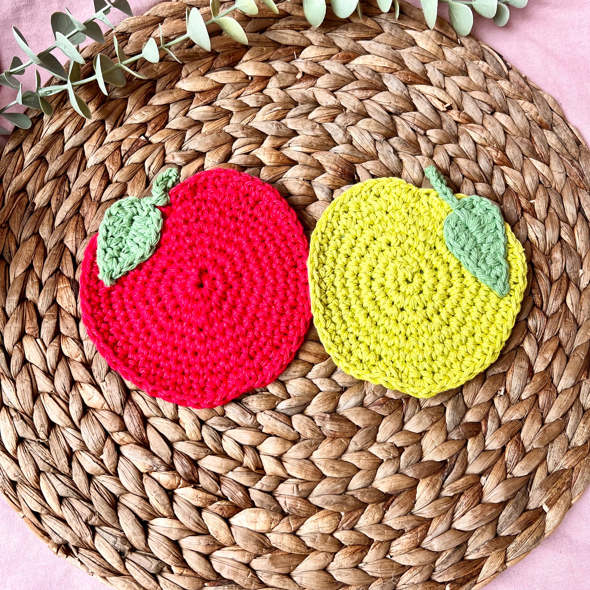 Apple Crochet Coaster